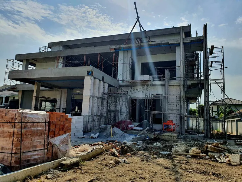 บ้านพักอาศัย 2 ชั้น งานโครงสร้างและก่ออิฐ